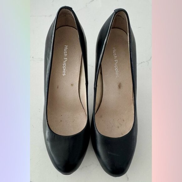 Hush Puppies Black Leather Heels – Size 7 - Picture 1 of 6